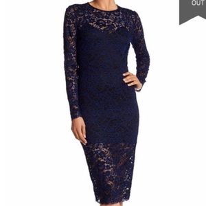 Veronica Beard blk/blue lace dress knee length
